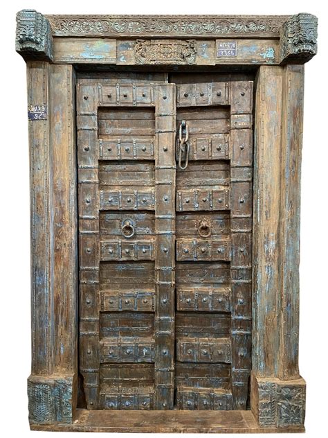 Haveli Doors Antique Indian Doors With Frame Distressed Blue Etsy