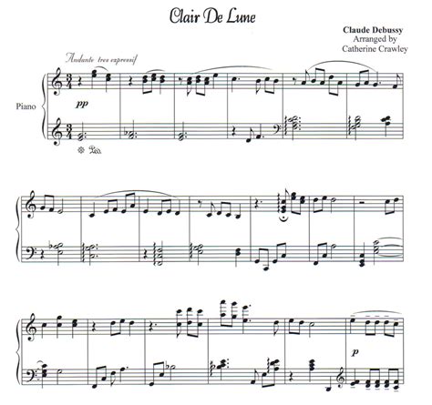 It is the suite's third movement the opening theme of clair de lune is derived from music heard in the preceding movements of the suite. Clair De Lune | Piano Lessons by Cathy Crawley | Pensacola ...