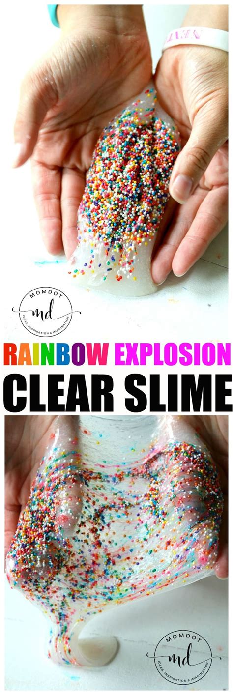 How To Make Clear Slime Rainbow Explosion Recipe Diy Slime Recipe