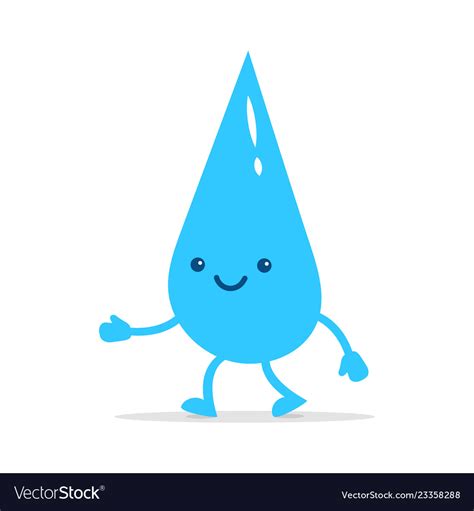 Happy Little Water Drop Cute Character Royalty Free Vector