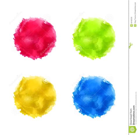 Set Abstract Watercolor Splash Colorful Paint Circles Stock Vector