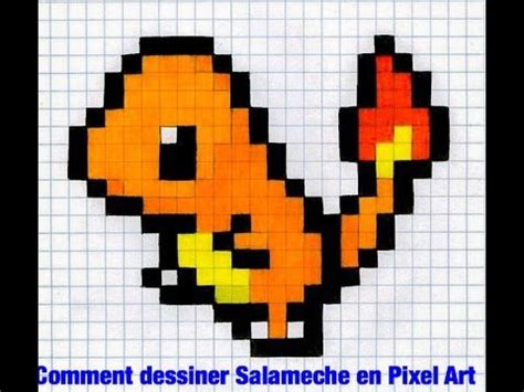 Download facile pixel art pokemon png image for free. Tuto - SALAMECHE PIXEL ART🎨 - - YouTube | Pixel art ...