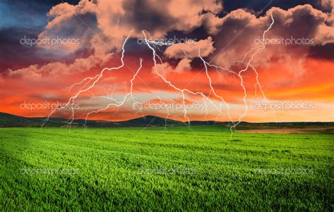 Thunderstorm With Lightning — Stock Photo © Klagyivik 47659047