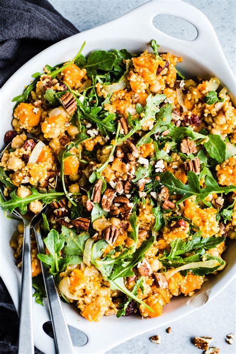 Roasted Sweet Potato Salad With Arugula And Millet Combines With