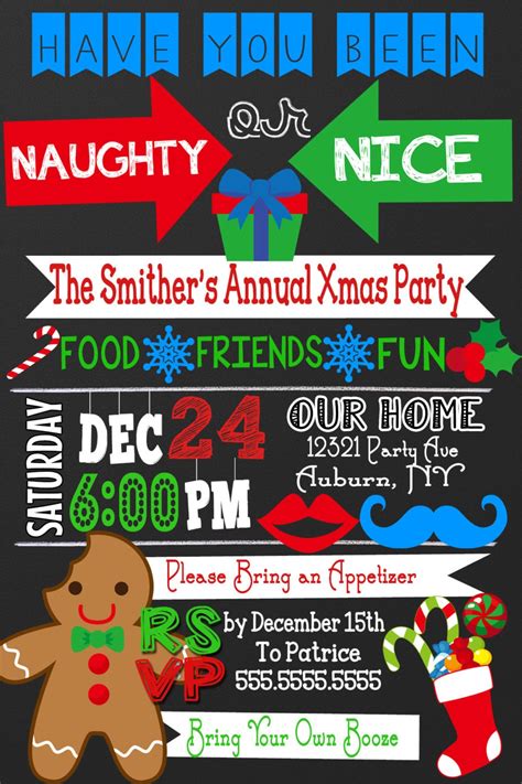 Naughty Or Nice Christmas Party Invitations Naughty Or Nice Etsy Canada