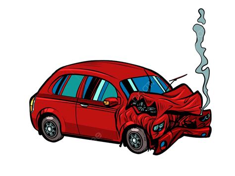 Car Crash Accident Vector Hd Png Images A Red Car Crashed In An Accident Disaster Engine