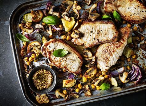 Baking pork tenderloin for dinner is incredibly easy! Mushroom and Pork Tray Bake Recipe | justaddmushrooms