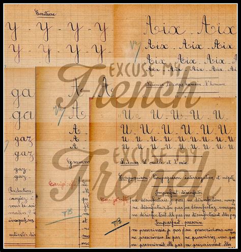 Printable Cursive Alphabet Vintage French Cursive Handwriting From