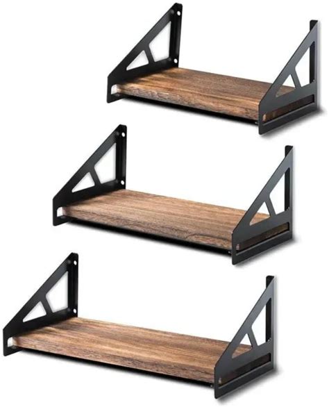 FLOATING SHELVES WALL Mounted Set Of 3 Rustic Wood Wall Storage Shelves
