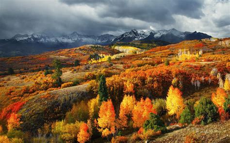 Wallpaper Landscape Colorful Forest Fall Mountains Nature