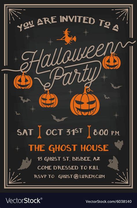 Typography Halloween Party Invitation Card Design With Scary Pumpkins
