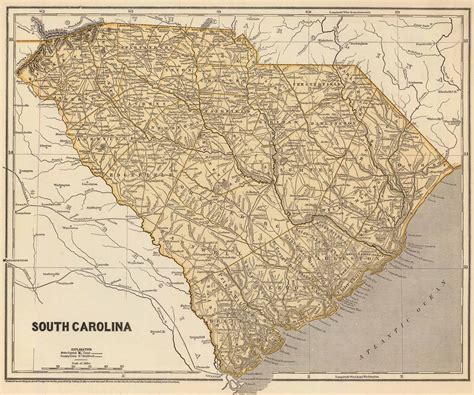 1845 Map Of South Carolina Vintage Map Vintage Wall Art Map Art Print