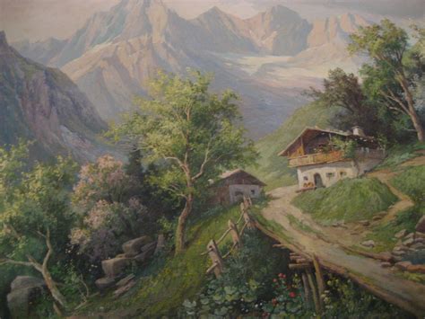 Realism Austrian European Landscape By Listed Artist Karl Flieher At
