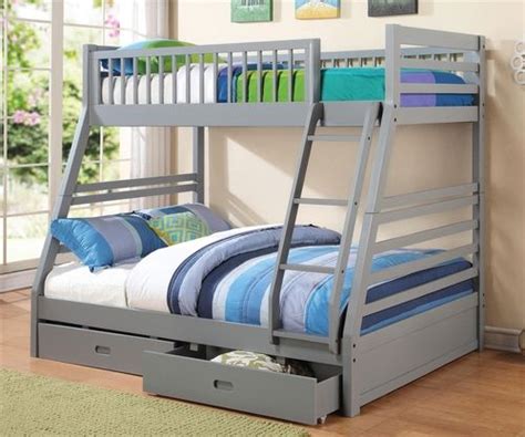 Navy Blue Twin Over Full Bunk Bed With Drawers In 2020 Bunk Beds With