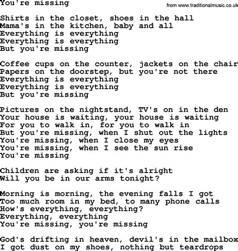 Bruce Springsteen Song Youre Missing Lyrics