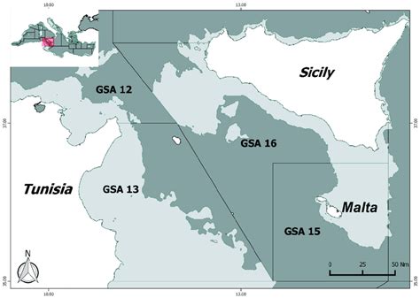 The Sampling Area Covered By The Medits Survey In The Strait Of Sicily
