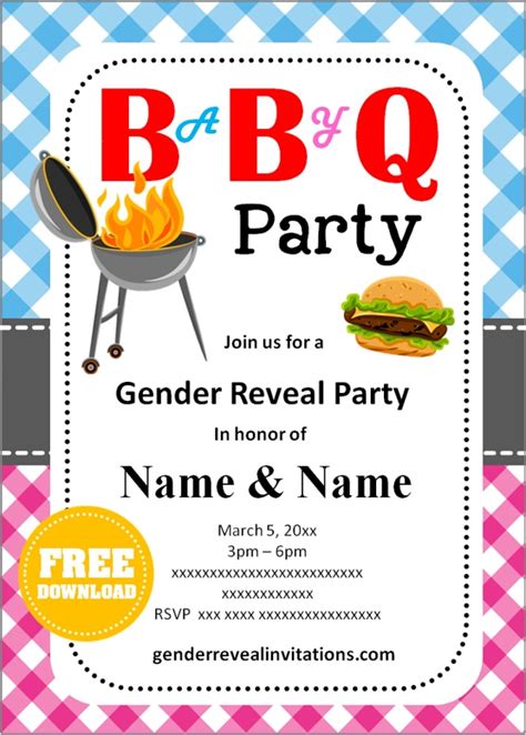 Free Printable Gender Reveal Bbq Invitations
