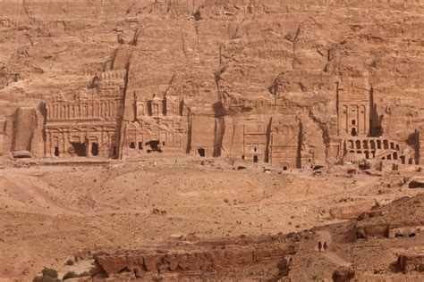 Aerial View Of Royal Tombs At Ancient Nabatean City Of Petra Wadi Musa