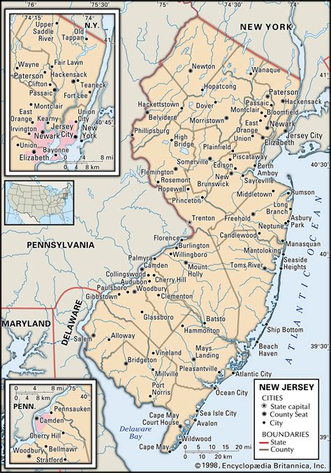 New Jersey Map With Cities And Counties United States Map