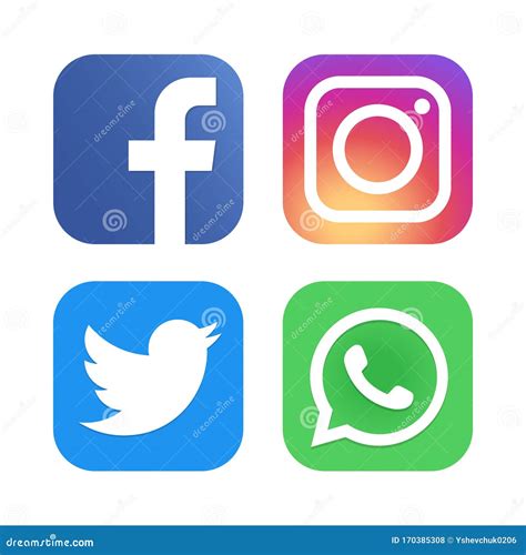 Facebook Instagram Twitter Whatsapp Collection Of Popular Social