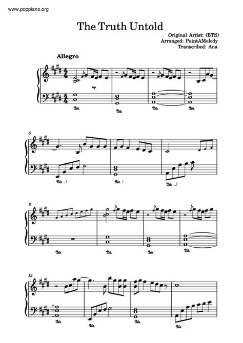 ★ビーティーエス - The Truth Untold ピアノ譜pdf- 香港ポップピアノ協会 無料PDF楽譜ダウンロード gakufu