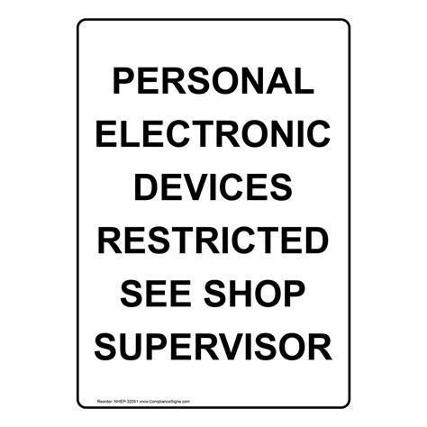 Portrait Personal Electronic Devices Restricted Sign Nhep 32051