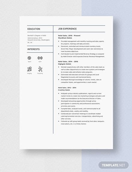 Utilizes a template to send proposals to conference organizations and. Hotel Sales Resume in 2020 | Resume, Resume template ...