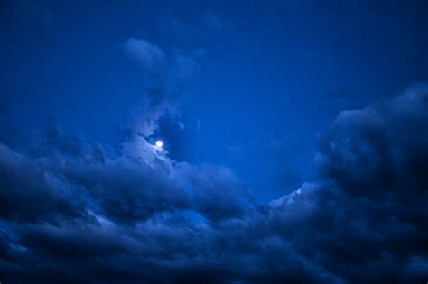 Print Of The Moon Clouds And Dark Blue Sky Deetlebop Art