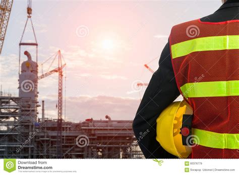 Hand Or Arm Of Engineer Hold Yellow Plastic Helmet Stock Image Image