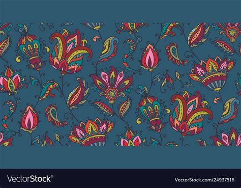 Seamless Pattern With Hand Drawn Paisley Vector Image