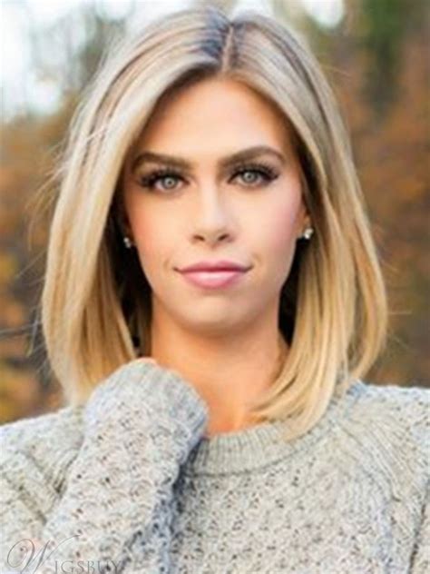 Mid Length Straight Blonde Full Lace Human Hair Wig