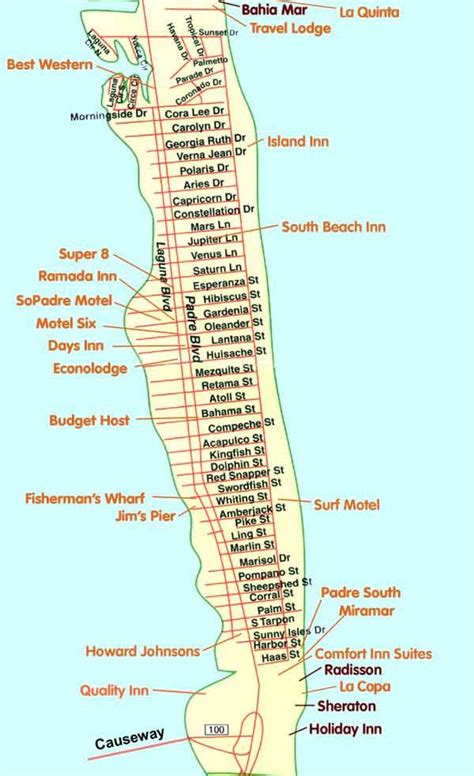 The total straight line flight distance from houston, tx to south padre island is 275miles. south padre island map - hotels/motels | Road Trip - Day ...