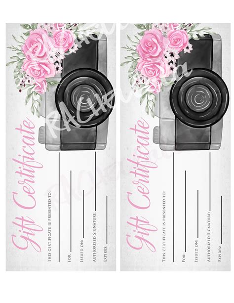 Printable Photography Gift Certificate Fillable Template - Etsy