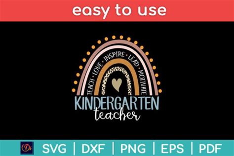 Kindergarten Teacher Leopard Rainbow Graphic By Designindustry