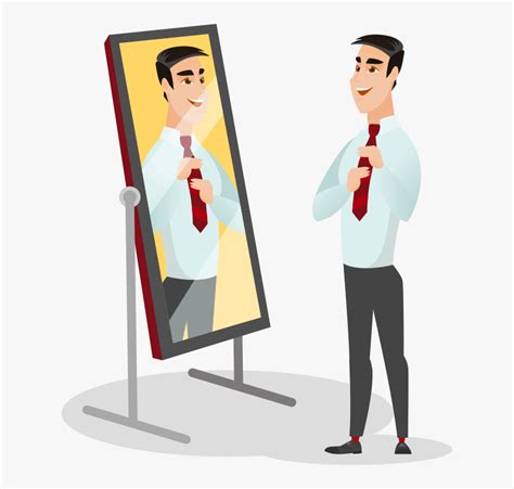 Man Looking In Mirror Illistration Cartoon Looking In Mirror Hd Png