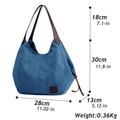 Hiigoo Fashion Womens Multi Pocket Cotton Canvas Handbags Shoulder