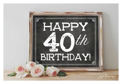 Instant Happy 40th Birthday Printable 8x10 11x14 40th Birthday Party