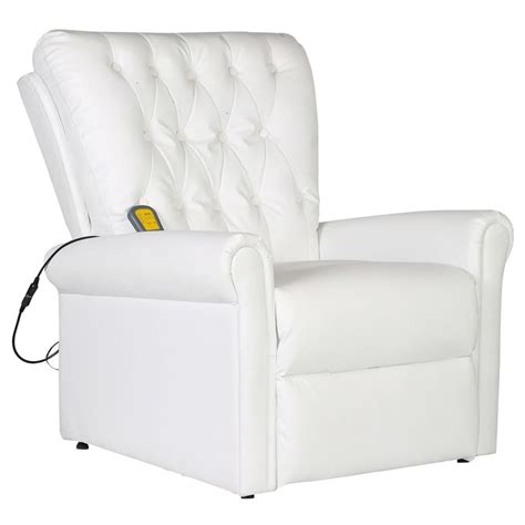 Vidaxl Electric Massage Recliner Chair White Faux Leather Shiatsu