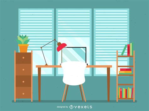 Office Desk With Computer Stock Vector Illustration Of Executive