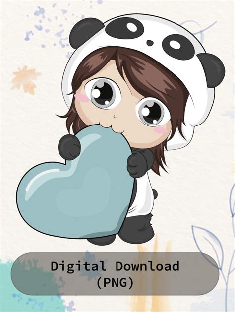 Cute Panda Girl Png Digital Download Anime Clipart Etsy