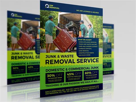 Junk Removal Services Flyer Template Canva Template Flyer Editable