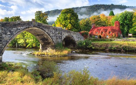 Wallpaper Landscape Reflection River Uk Arch Bridge Wales