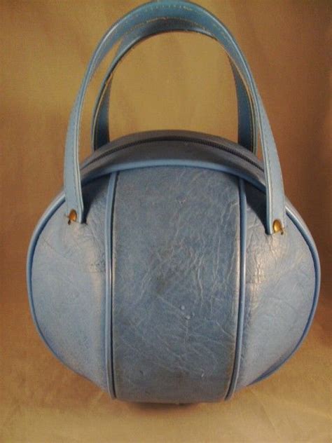 Bowling Ball Bag Purse Vintage Colonial Blue Faux Leather Bowling Bag