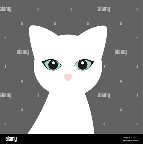 Cute White Cat With Blue Eyes Vector Illustration Stock Vector Image