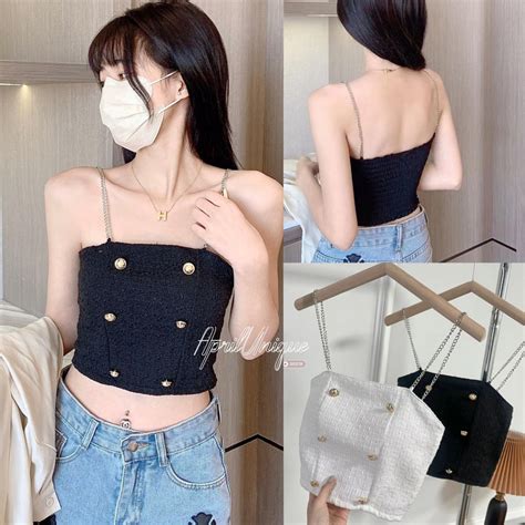 Korean Style Women Sweet Outdoor Wear Camisoles Short Vest With Padded Bralette Shopee Philippines