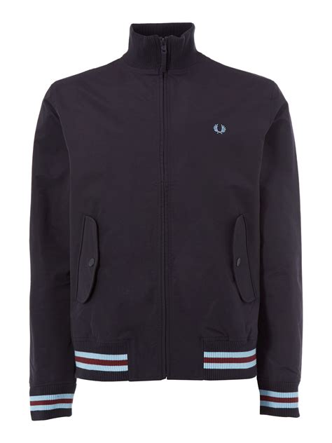 Fred Perry Tipped Nylon Bomber Jacket In Blue For Men Lyst