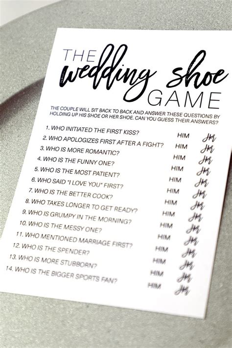 Offering wedding games to play can keep guests entertained while you and your wedding party are ideas include: wedding shower shoe game #weddingtipbudget | Shoe game ...