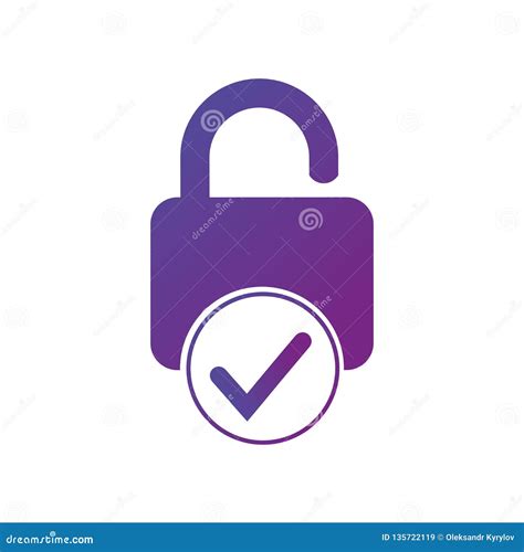 Open Lock And Check Mark Icon Isolated On White Background Security
