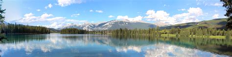 Lake Landscape Of Lake Beauvert In Jasper National Park Alberta