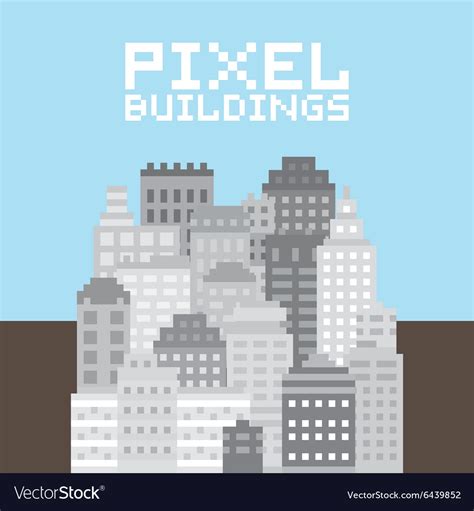 Pixel Art Buildings Set Royalty Free Vector Image